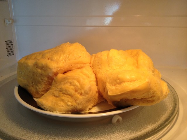 Soap all puffy in the microwave after cooking. Look at how huge it is!