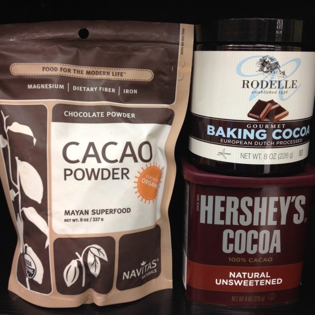 Cacao, Dutch Cocoa and Cocoa powder. 